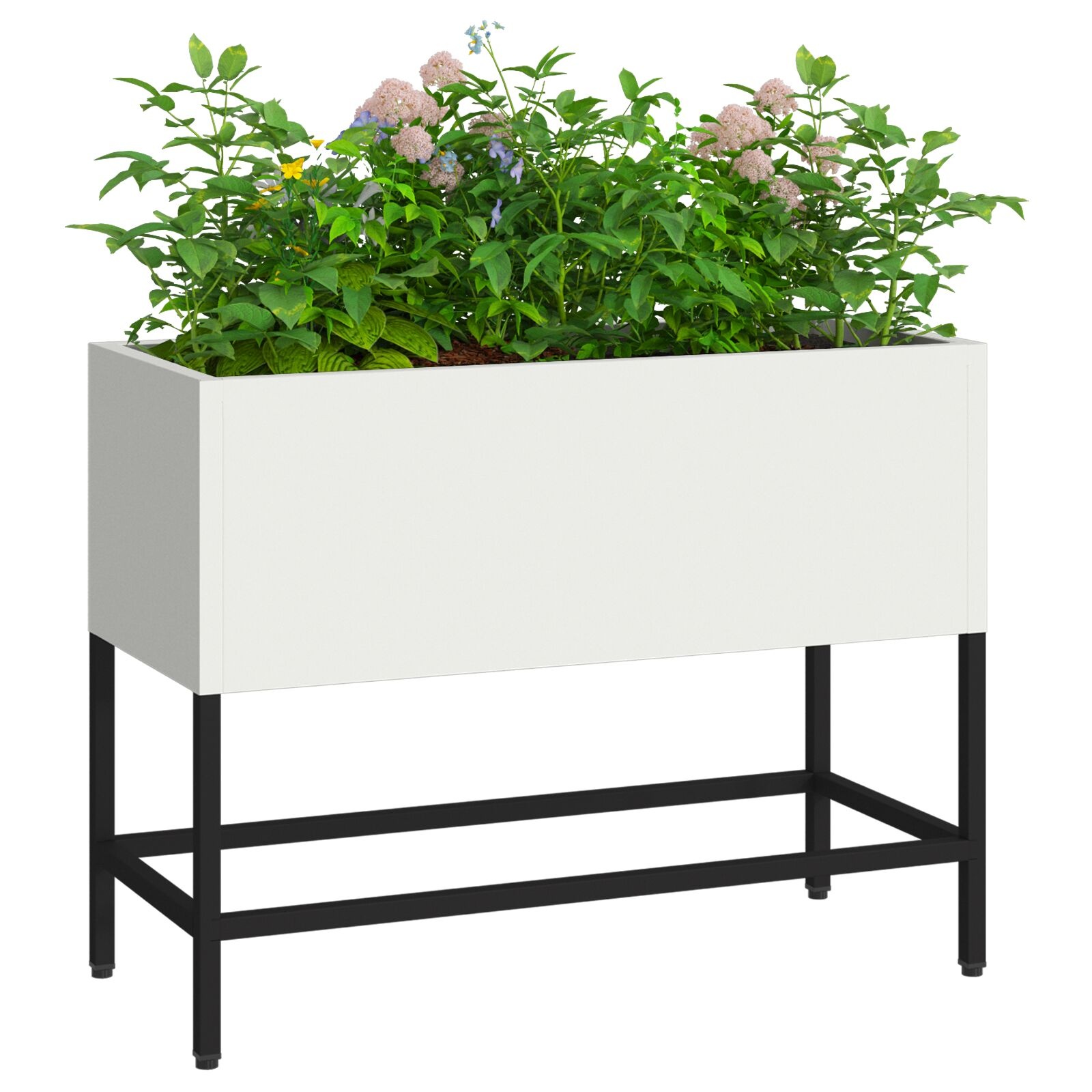 VidaXL Verhogen Tuinbak 60x26x45 cm Witte Staal