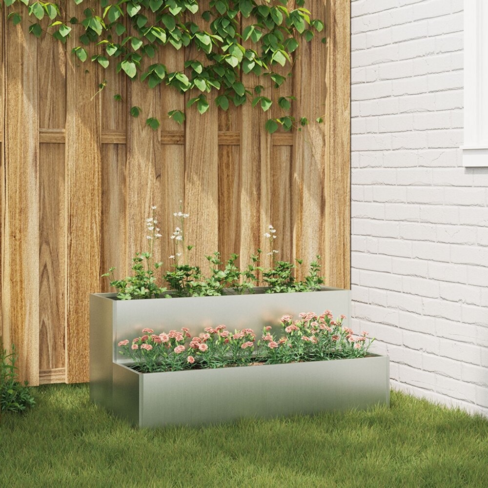 VidaXL Tuinplanter 2-laags 100x60x45 cm Gegalvaniseerd Staal