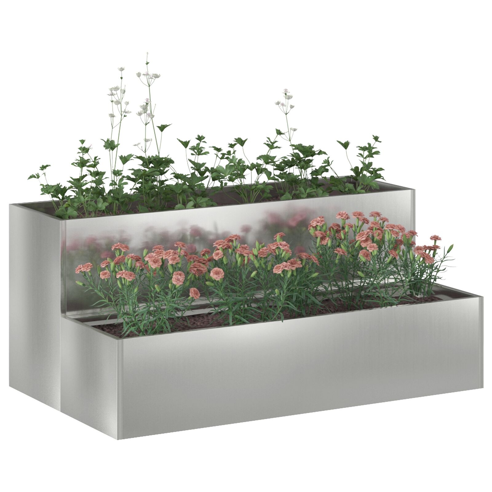 VidaXL Tuinplanter 2-laags 100x60x45 cm Gegalvaniseerd Staal