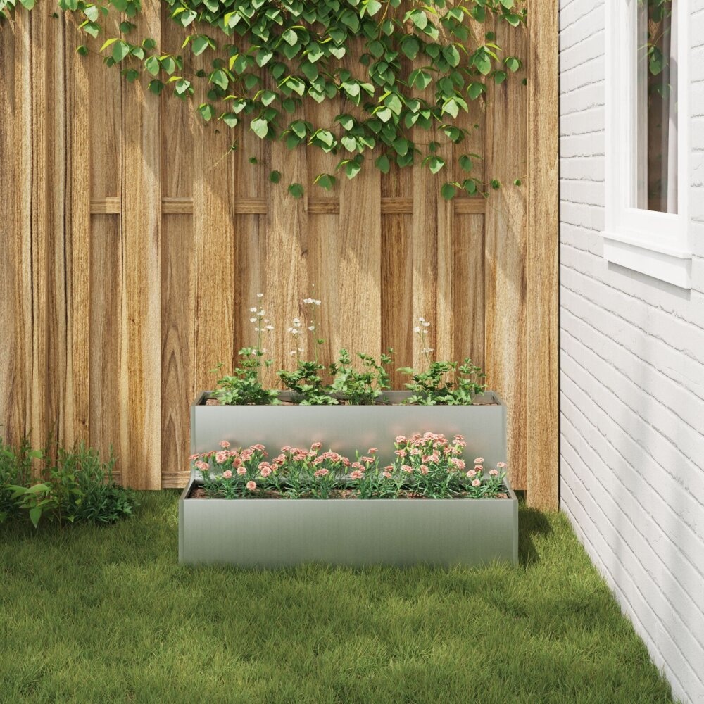 VidaXL Tuinplanter 2-laags 100x60x45 cm Gegalvaniseerd Staal