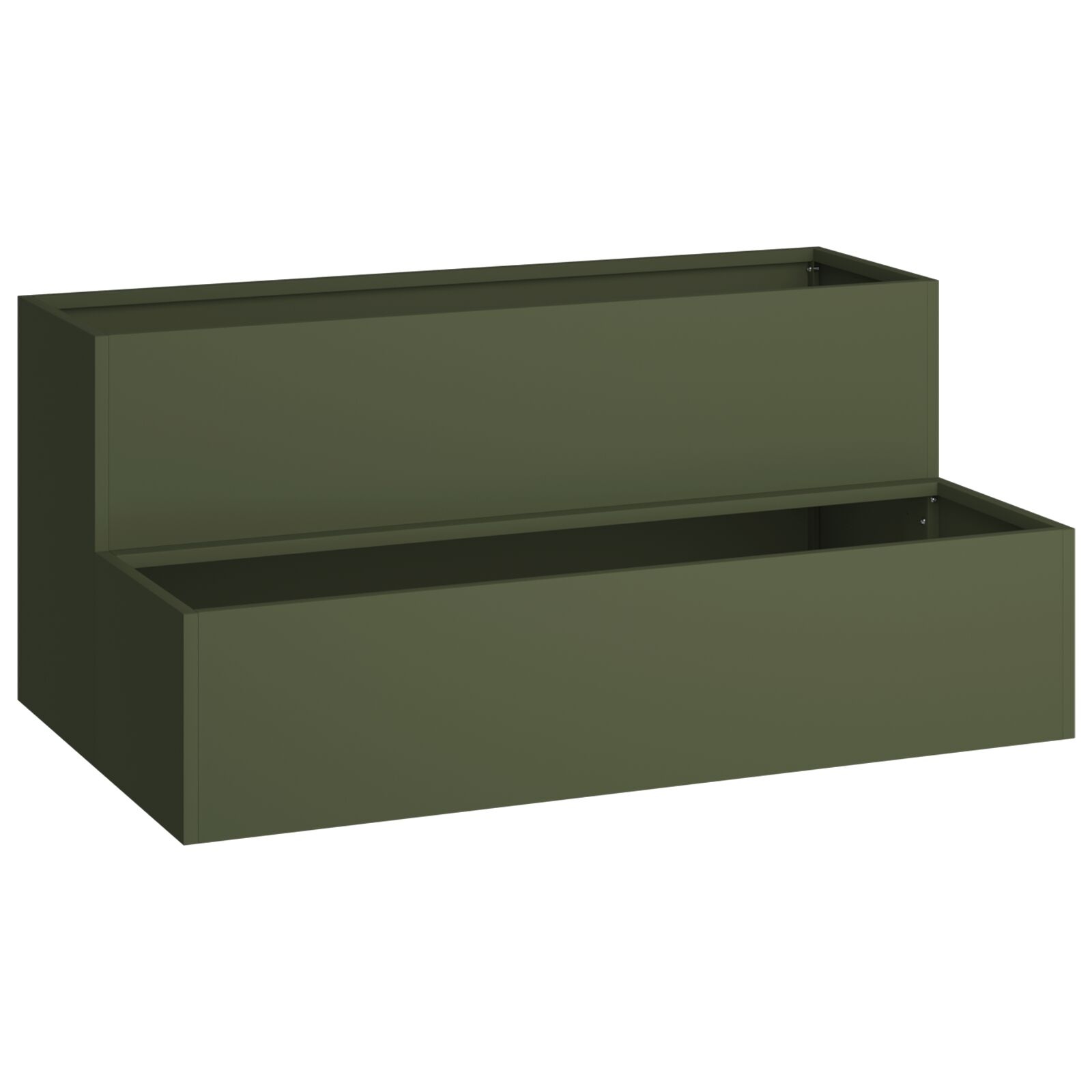 VidaXL Tuinplanter 2-Tier 100x60x45 cm Olijfgroen Staal
