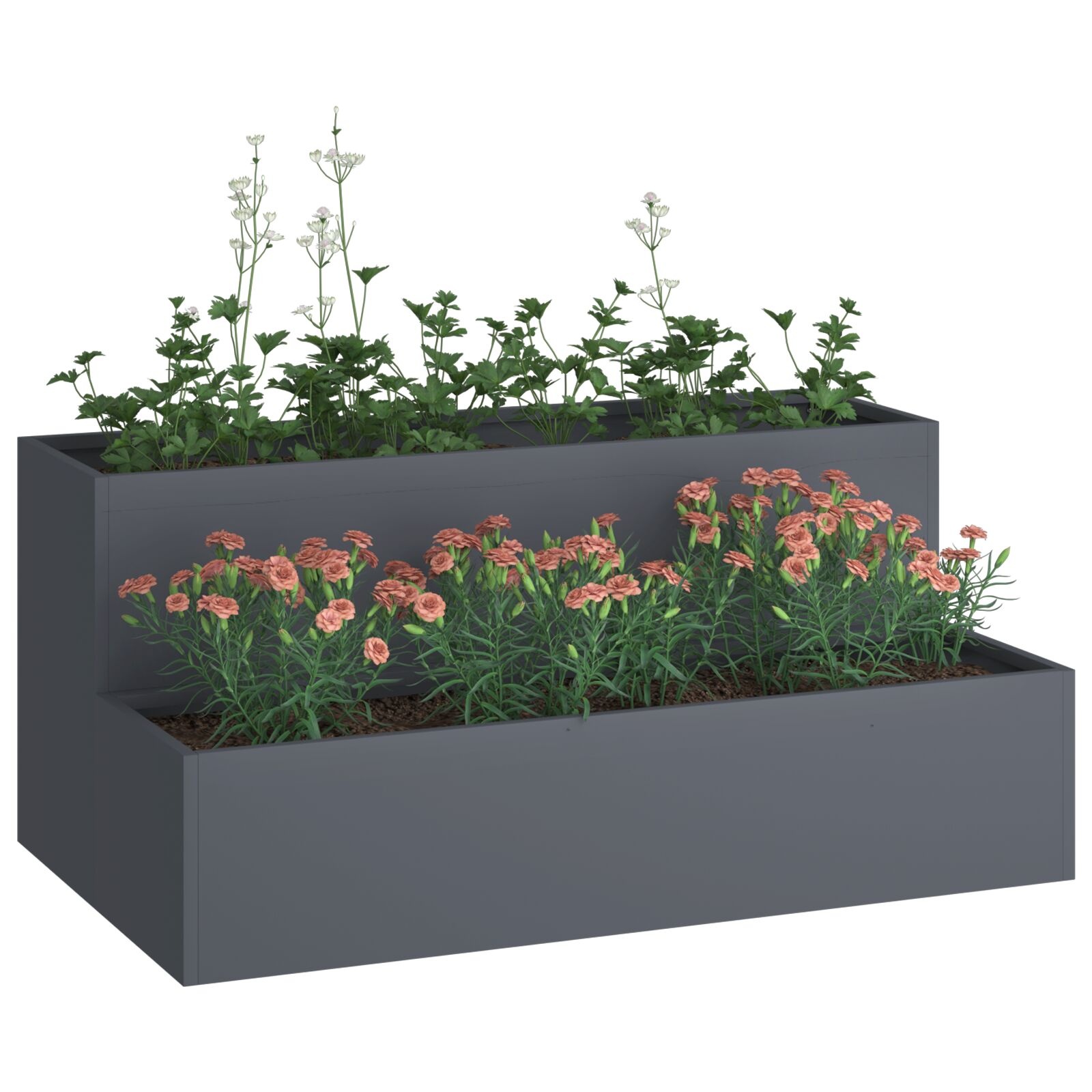 VidaXL Tuinplantcontainer 2-Tiers 100x60x45 cm Antraciet Staal