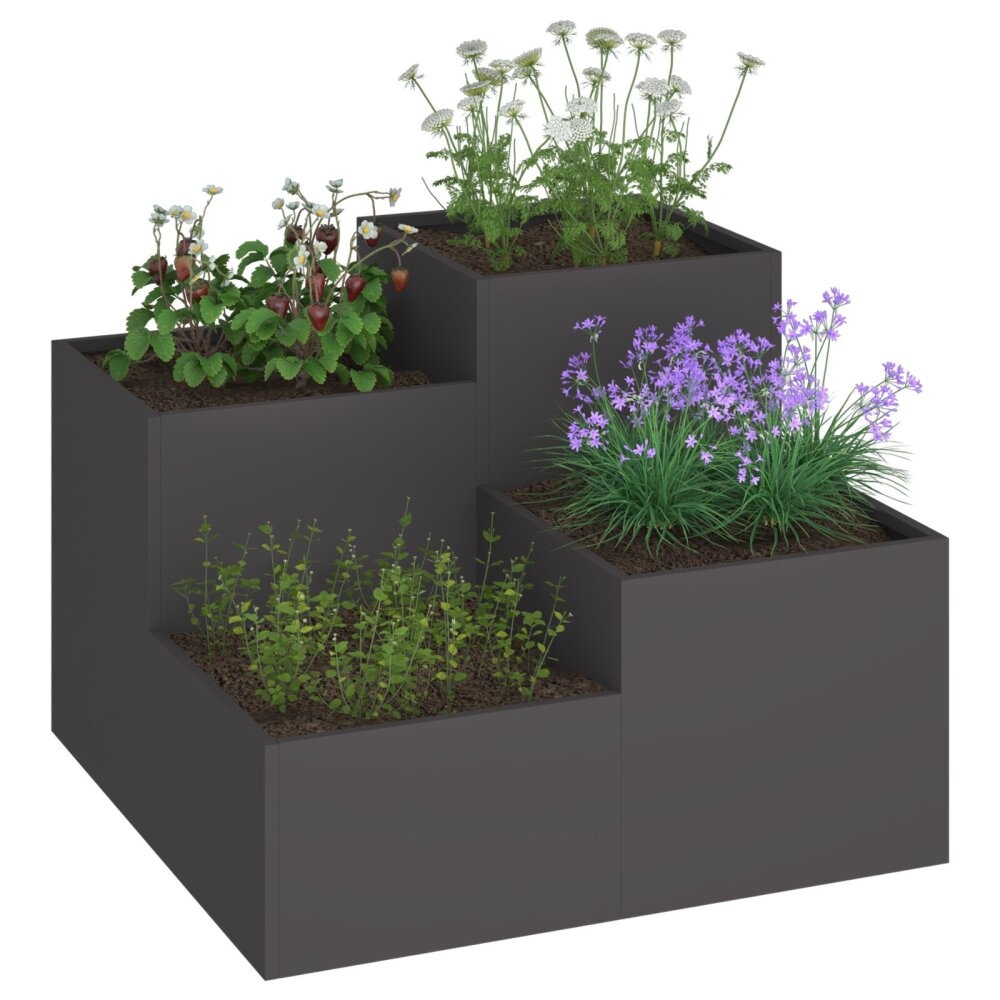 VidaXL Tuinplantbak 100x100x60 cm Zwart Staal