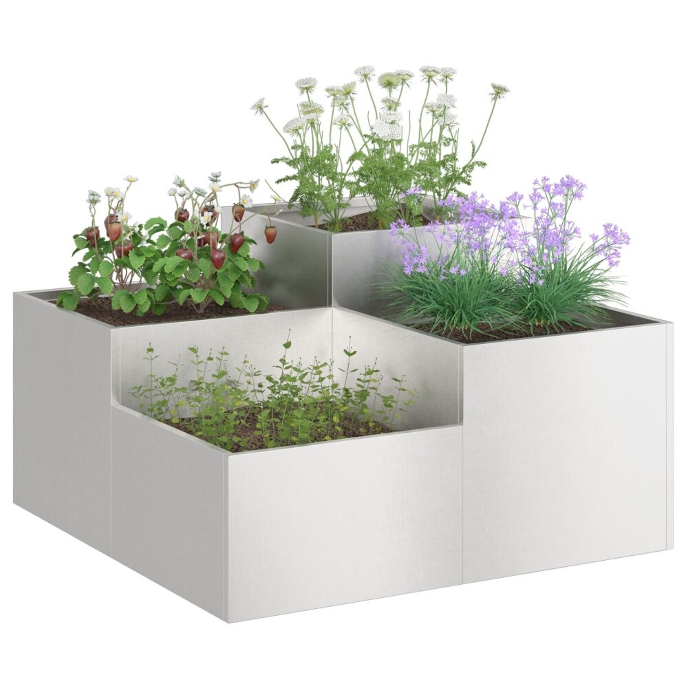 VidaXL Tuinplanter 100x100x48 cm Roestvrijstaal