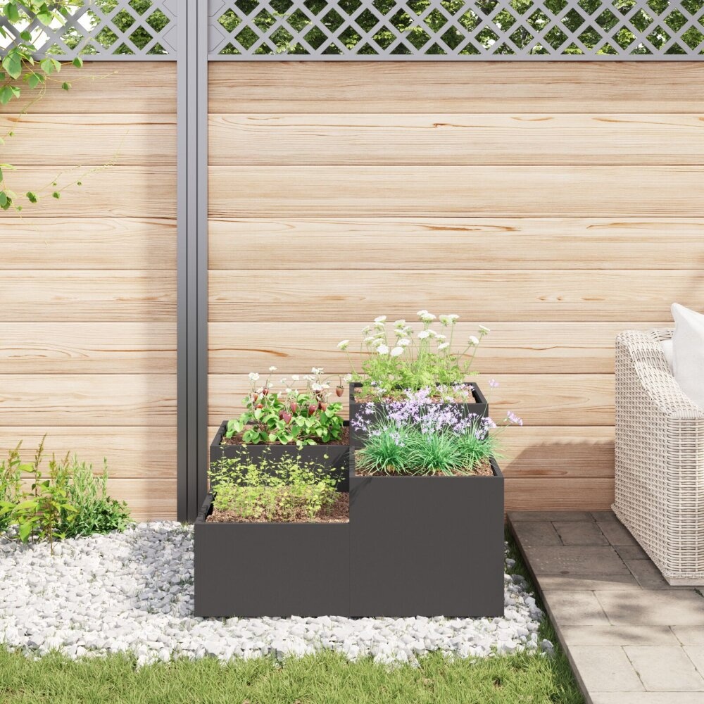 VidaXL Tuinplantcontainer 100x100x48 cm Zwart Staal