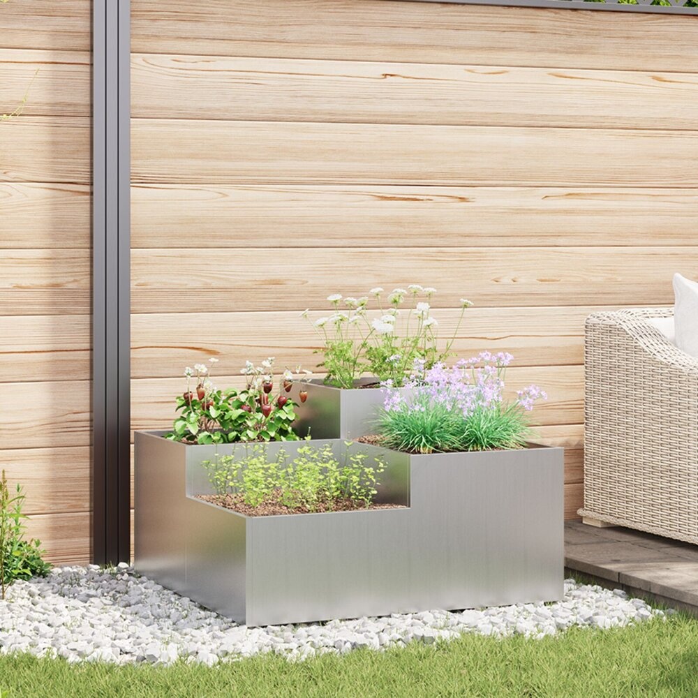 VidaXL Tuinplantbak 80x80x48 cm Gegalvaniseerd Staal