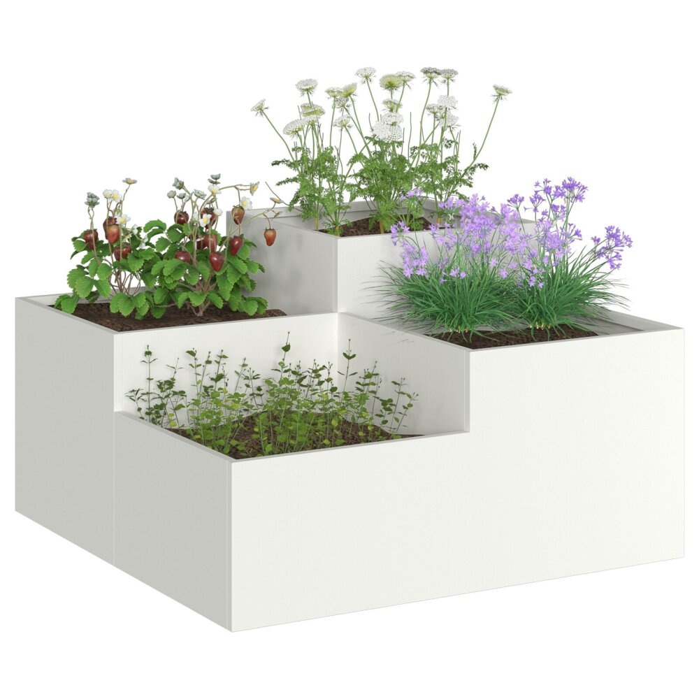 VidaXL Tuinplantbak 80x80x48 cm Witte Staal