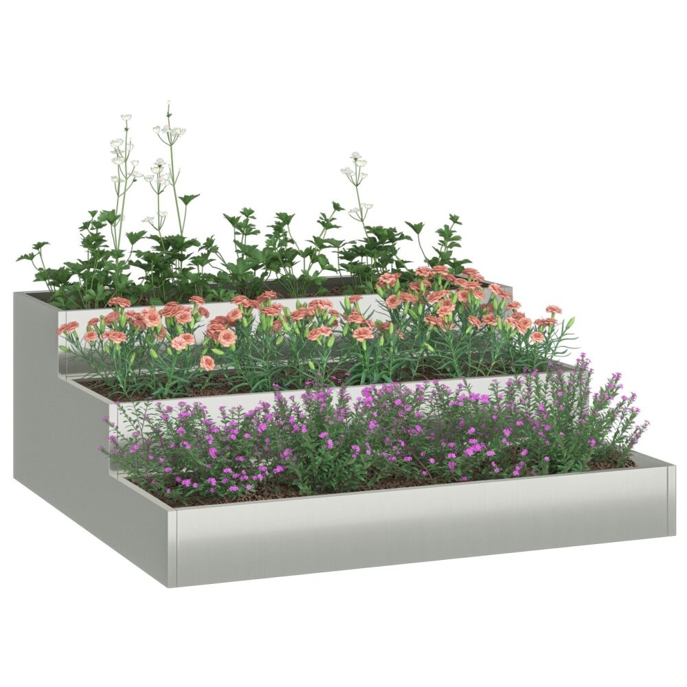 VidaXL Tuinplanter 3-laags 90x90x35 cm Gegalvaniseerd Staal