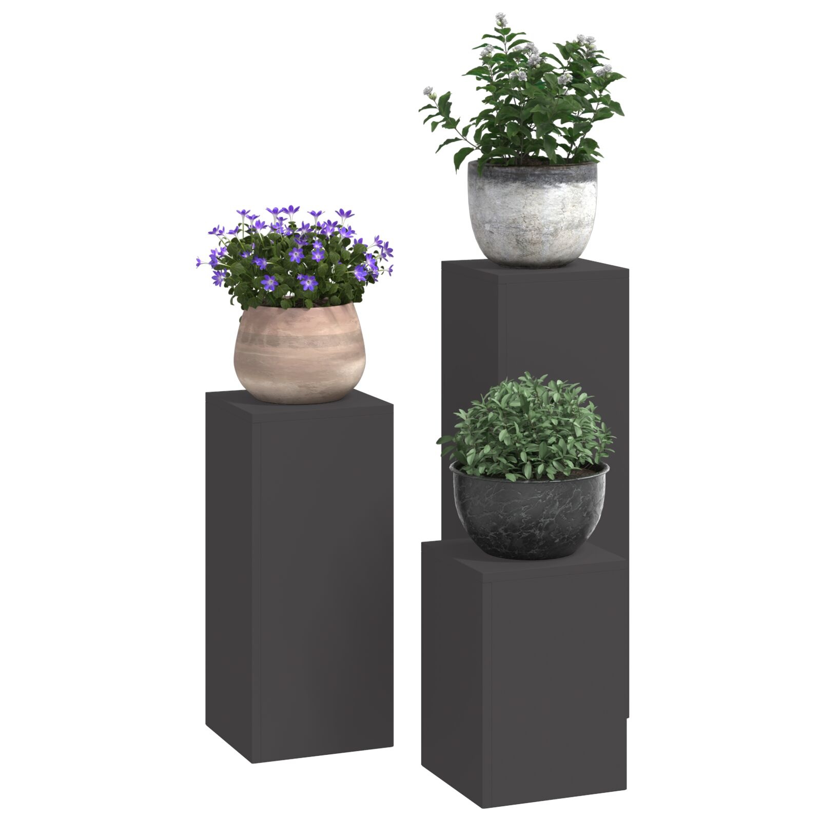 VidaXL Outdoor Plant Stands Pilar 3 stuks Zwart Staal