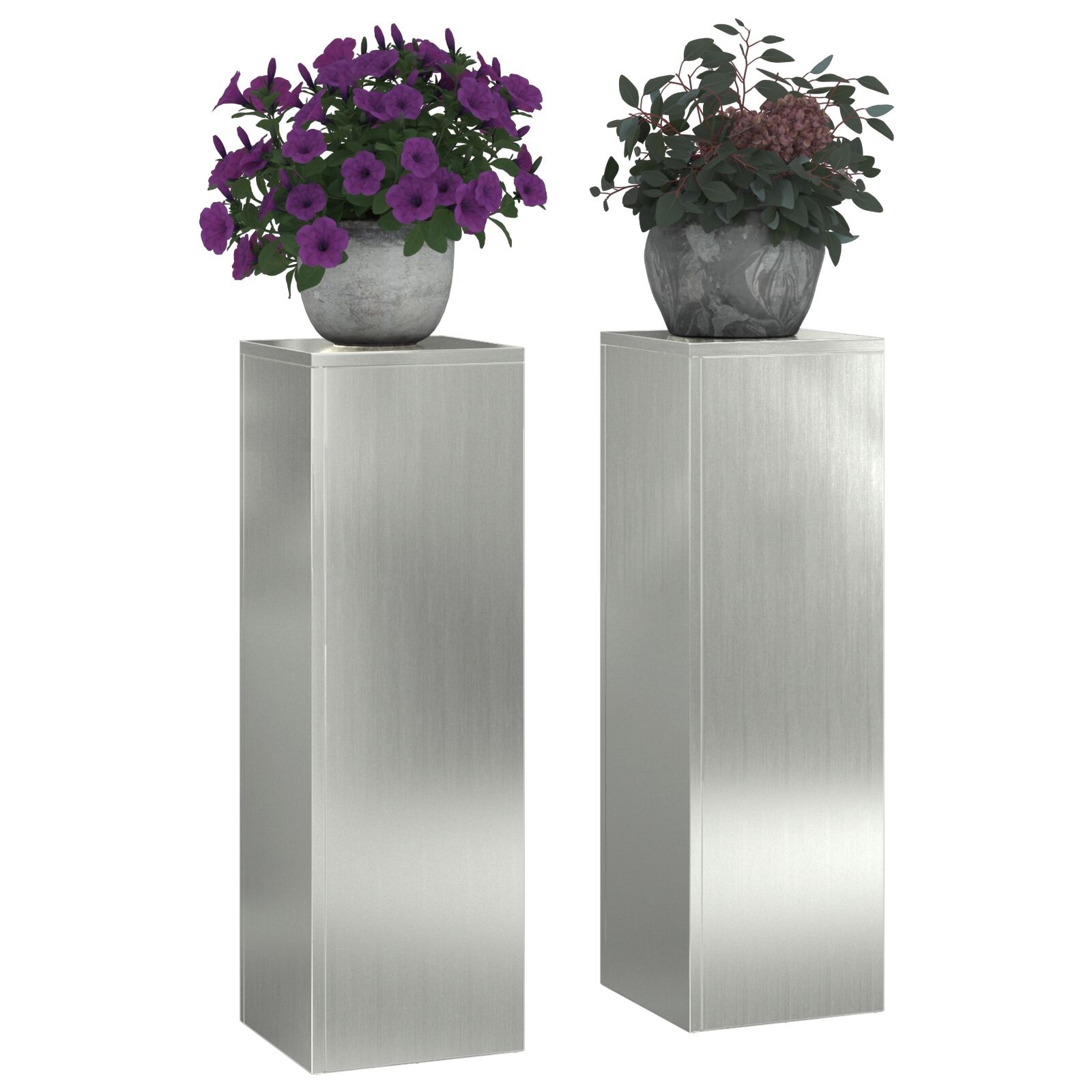 VidaXL Outdoor Plantenstandaards Pilaren 2 stuks 24x24x75 cm Gegalvaniseerd Staal