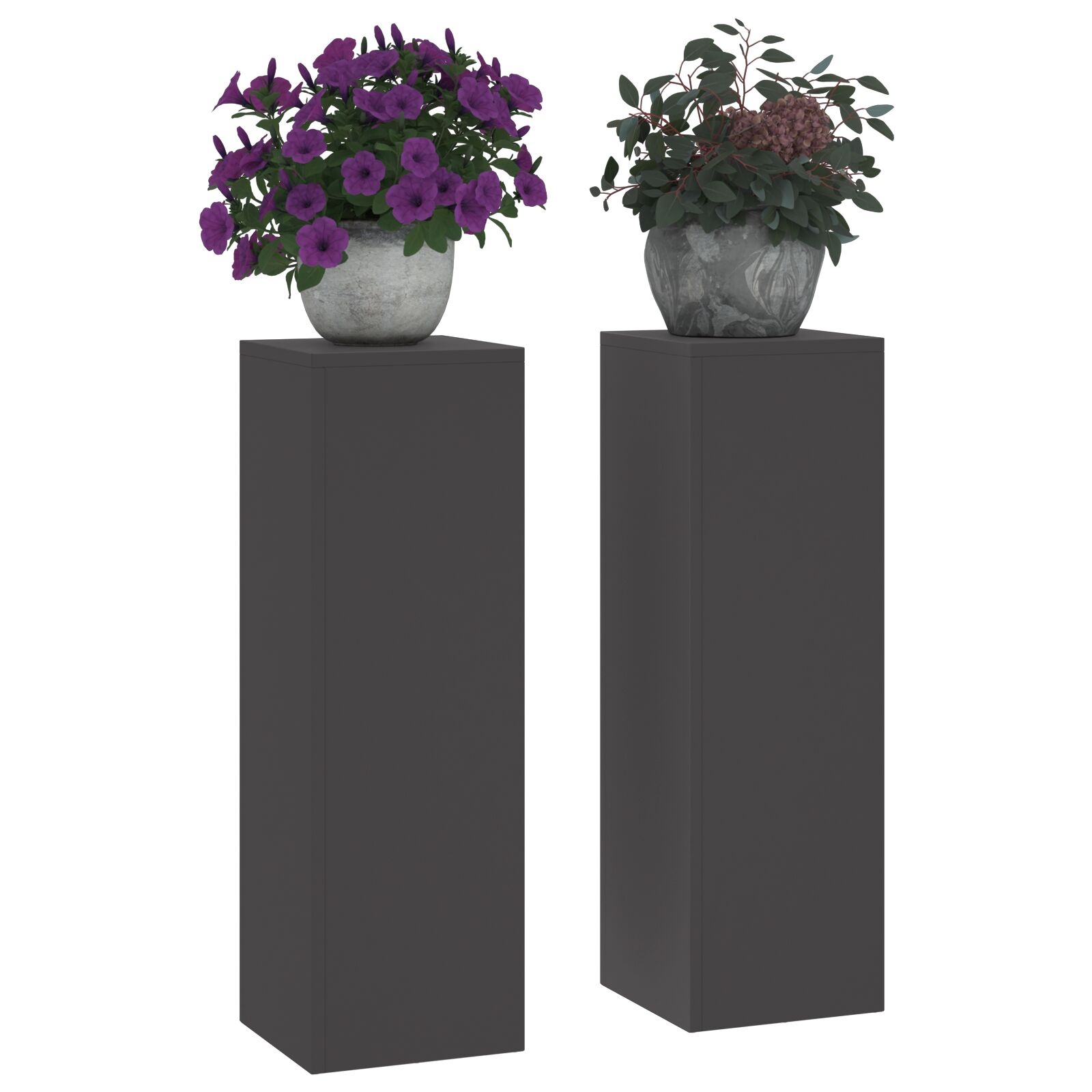 VidaXL Buitenplantenstandaarden Pilar 2 stuks Zwart 24x24x75 cm Staal