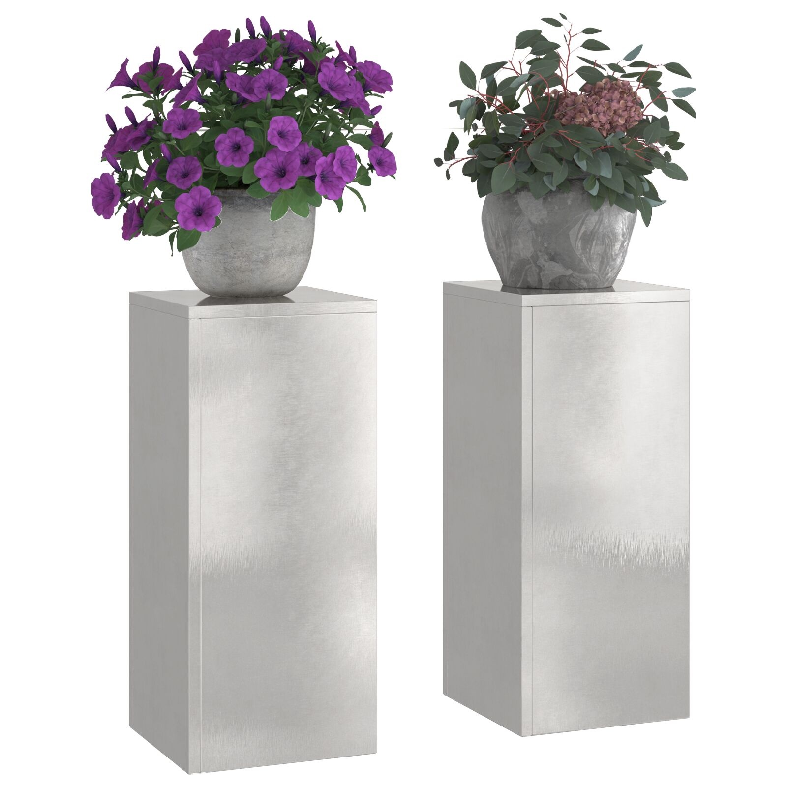 VidaXL Buitenplantenstandaarden Pilar 2 stuks 24x24x55 cm Roestvrijstaal