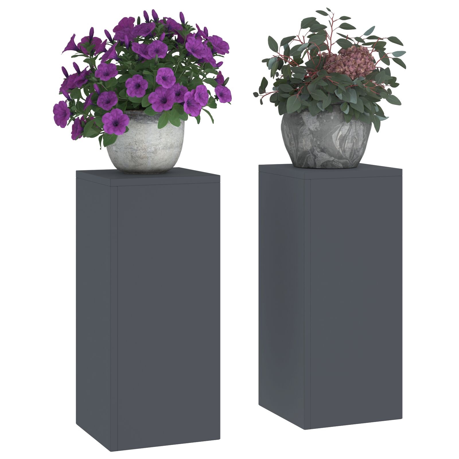 VidaXL Buitenplantstands Pilaren 2 stuks Anthraciet 24x24x55 cm Staal