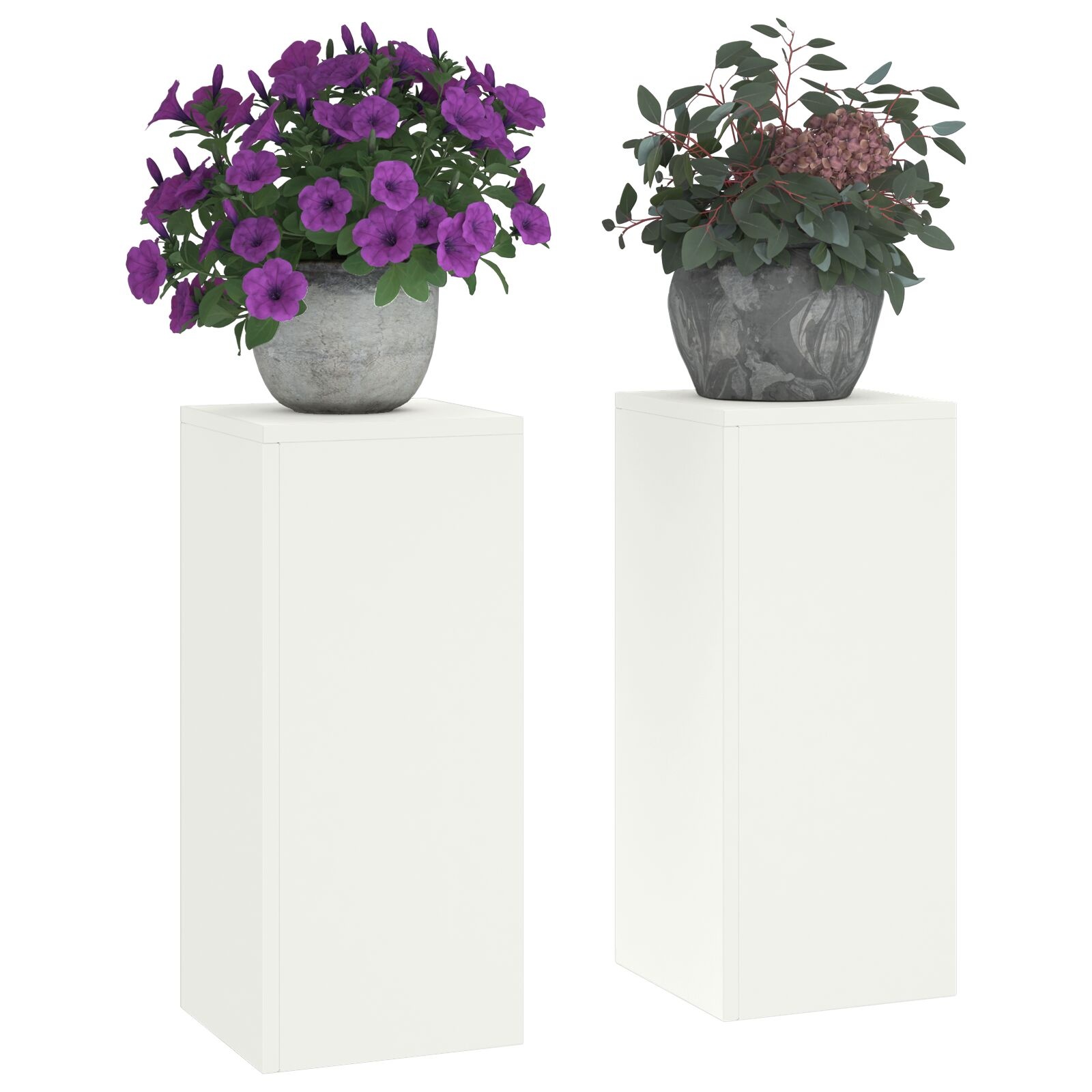 VidaXL Buitengewone Plantenstands Pilaren 2 stuks Wit 24x24x55 cm Staal