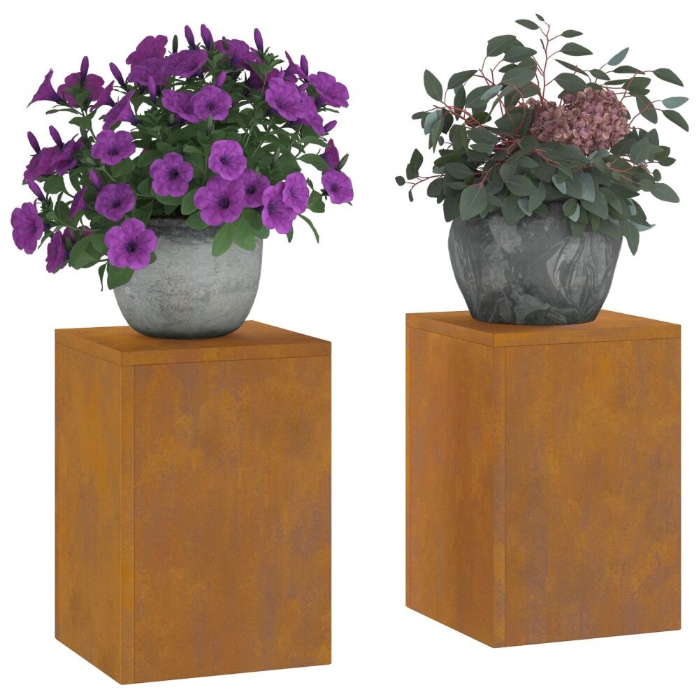 VidaXL Outdoor Plant Stands Pilaar 2 stuks 24x24x35 cm Weerbestendig Staal