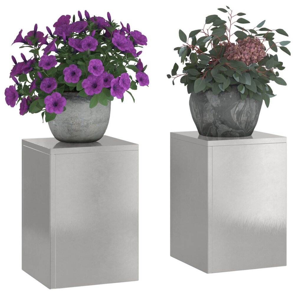 VidaXL Buitenplantenstands Pilaren 2 stuks 24x24x35 cm RVS