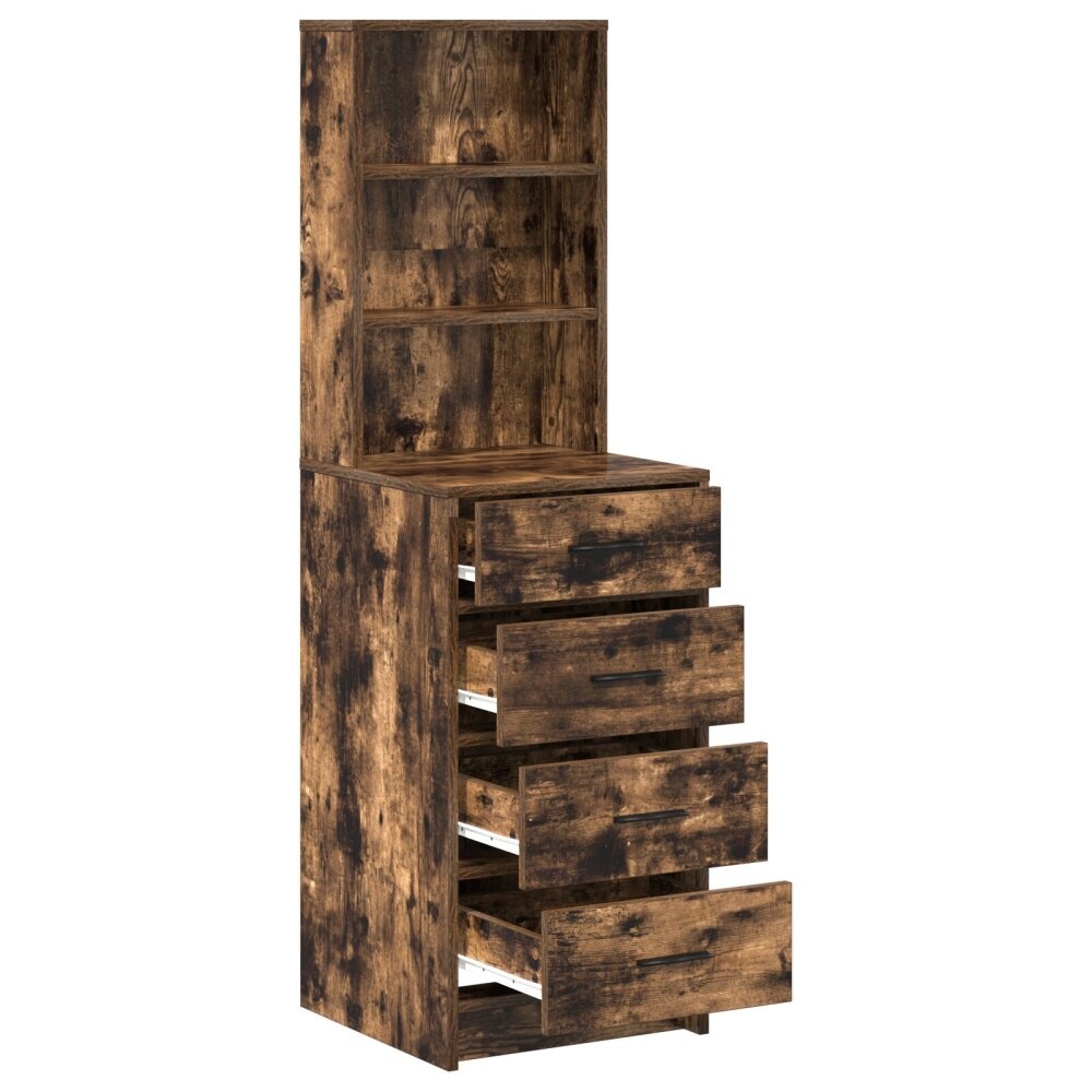 VidaXL Highboard Gerookt Eiken 40x41x135 cm Geëngineerd Hout