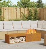 VidaXL Vuurkorf met Houtopslag 160x45x35 cm Verweerd Staal