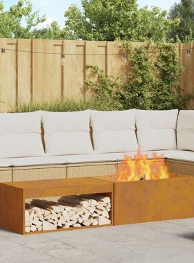 VidaXL Vuurkorf met Houtopslag 160x45x35 cm Verweerd Staal