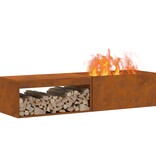 VidaXL Vuurkorf met Houtopslag 160x45x35 cm Verweerd Staal