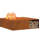 VidaXL Vuurkorf met Houtopslag 100x100x30 cm Weerbestendig Staal