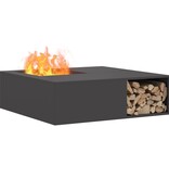 VidaXL Vuurkorf met Houtopslag Zwart 100x100x30 cm Staal