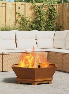 VidaXL Vuurkorf Hexagonaal 75x75x28 cm Verweerd Staal