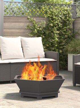 VidaXL Vuurkorf Hexagonaal Zwart 75x75x28 cm Staal