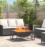 VidaXL Vuurplaats Vierkant Zwart 80x80x40 cm Staal