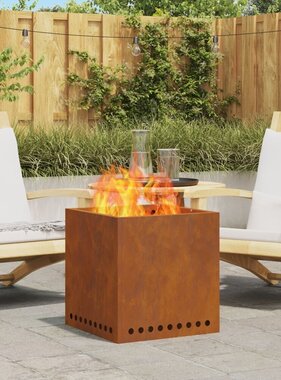 VidaXL Rookloze Vuurkorf Vierkant 48x48x50 cm Verweerd Staal