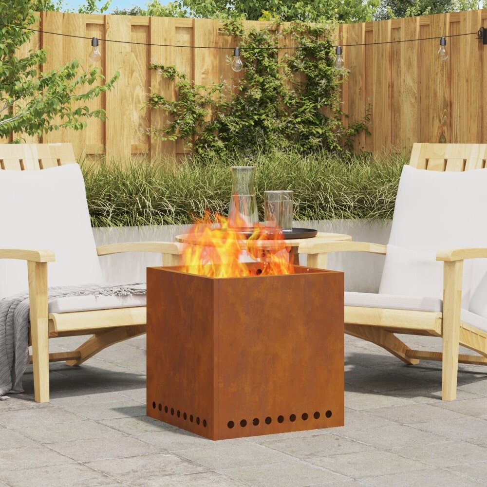 VidaXL Rookloze Vuurkorf Vierkant 48x48x50 cm Verweerd Staal