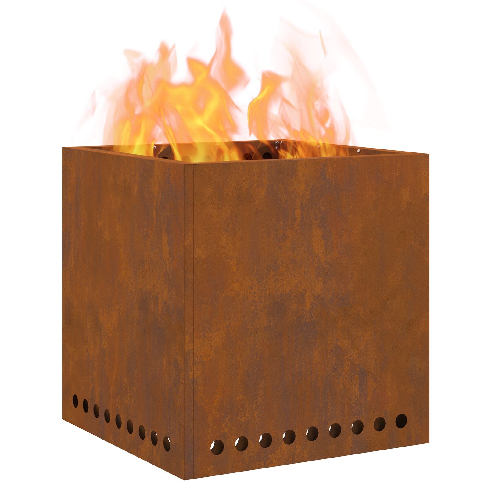 VidaXL Rookloze Vuurkorf Vierkant 48x48x50 cm Verweerd Staal