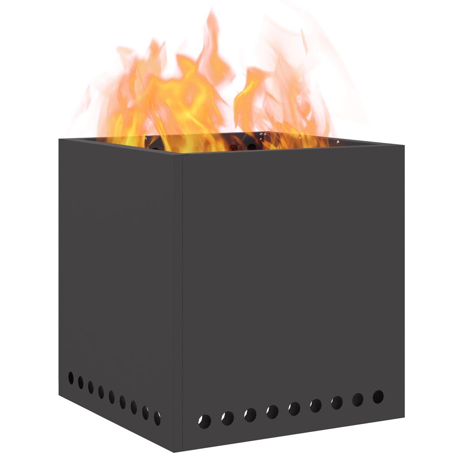 VidaXL Rookloze Vuurschaal Vierkant Zwart 48x48x50 cm Staal