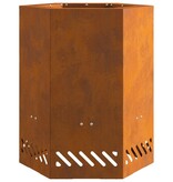 VidaXL Rookloze Vuurkorf Hexagonaal 38x38x51 cm Verweerd Staal