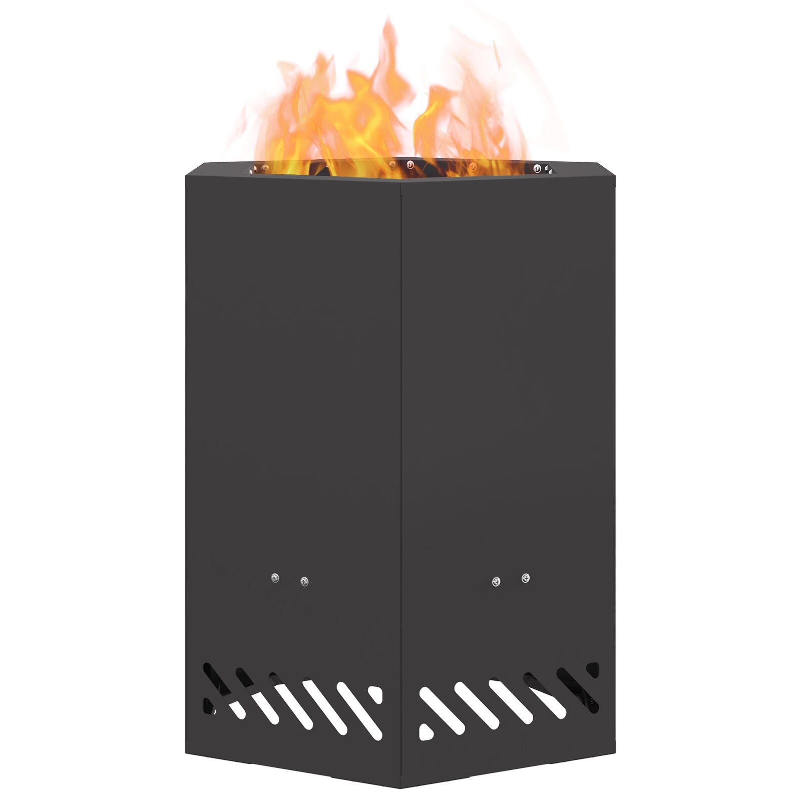 VidaXL Rookloos Vuurkorf Hexagonaal Zwart 38x38x51 cm Staal