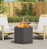 VidaXL Rookloze Vuurschaal Zeshoekig Zwart 58x58x51 cm Staal