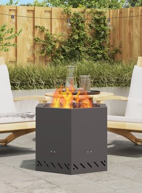 VidaXL Rookloze Vuurschaal Zeshoekig Zwart 58x58x51 cm Staal