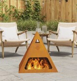 VidaXL Vuurkorb Piramide 50x50x51 cm Verweerd Staal
