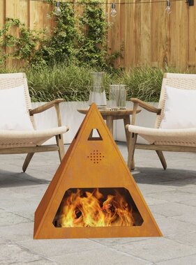 VidaXL Vuurkorb Piramide 50x50x51 cm Verweerd Staal