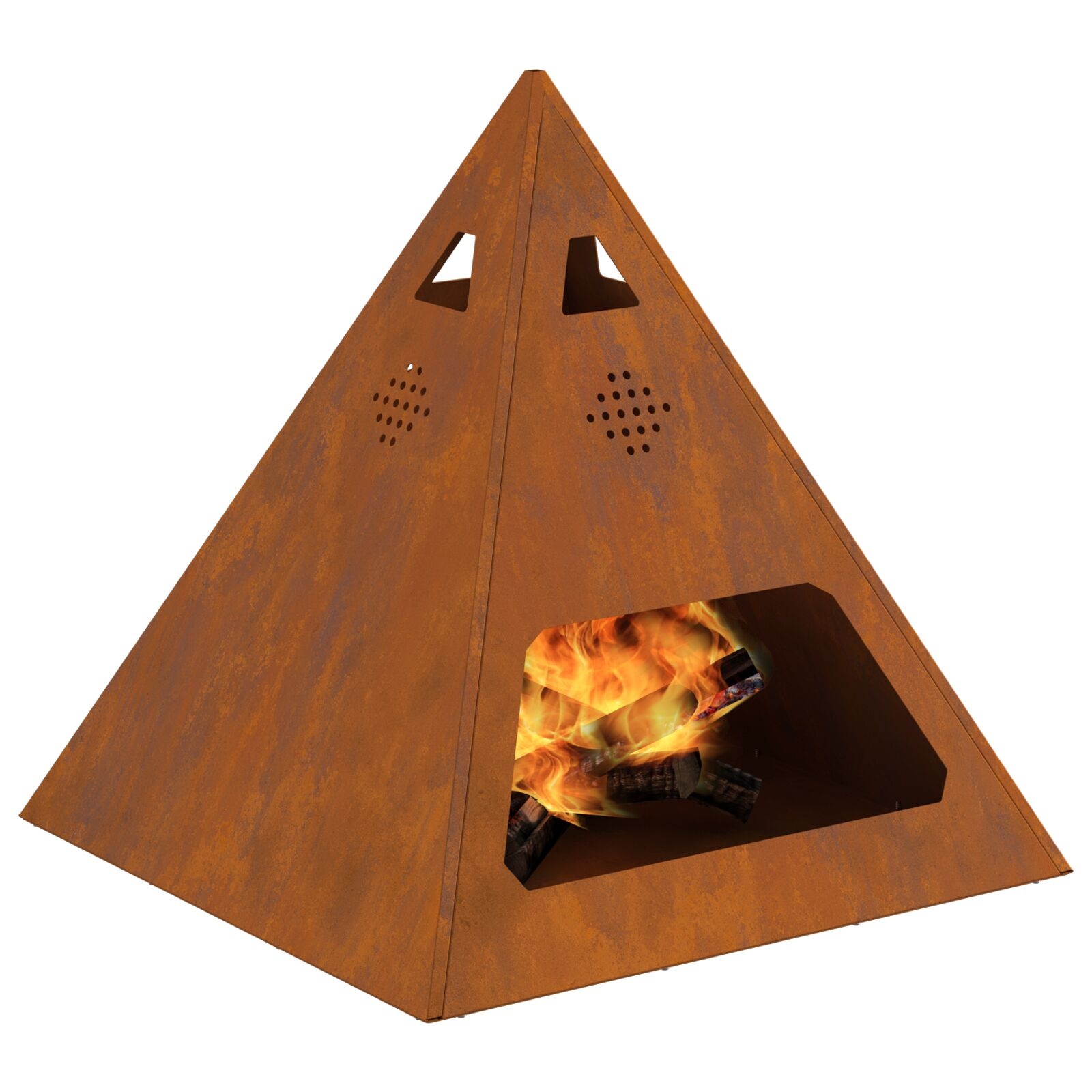 VidaXL Vuurkorb Piramide 50x50x51 cm Verweerd Staal