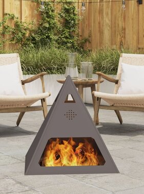 VidaXL Vuurkorf Piramide Zwart 50x50x51 cm Staal