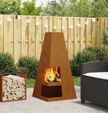 VidaXL Vuurkorf met Houtopslag 50x50x100 cm Weerbestendig Staal