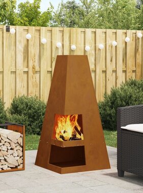 VidaXL Vuurkorf met Houtopslag 50x50x100 cm Weerbestendig Staal