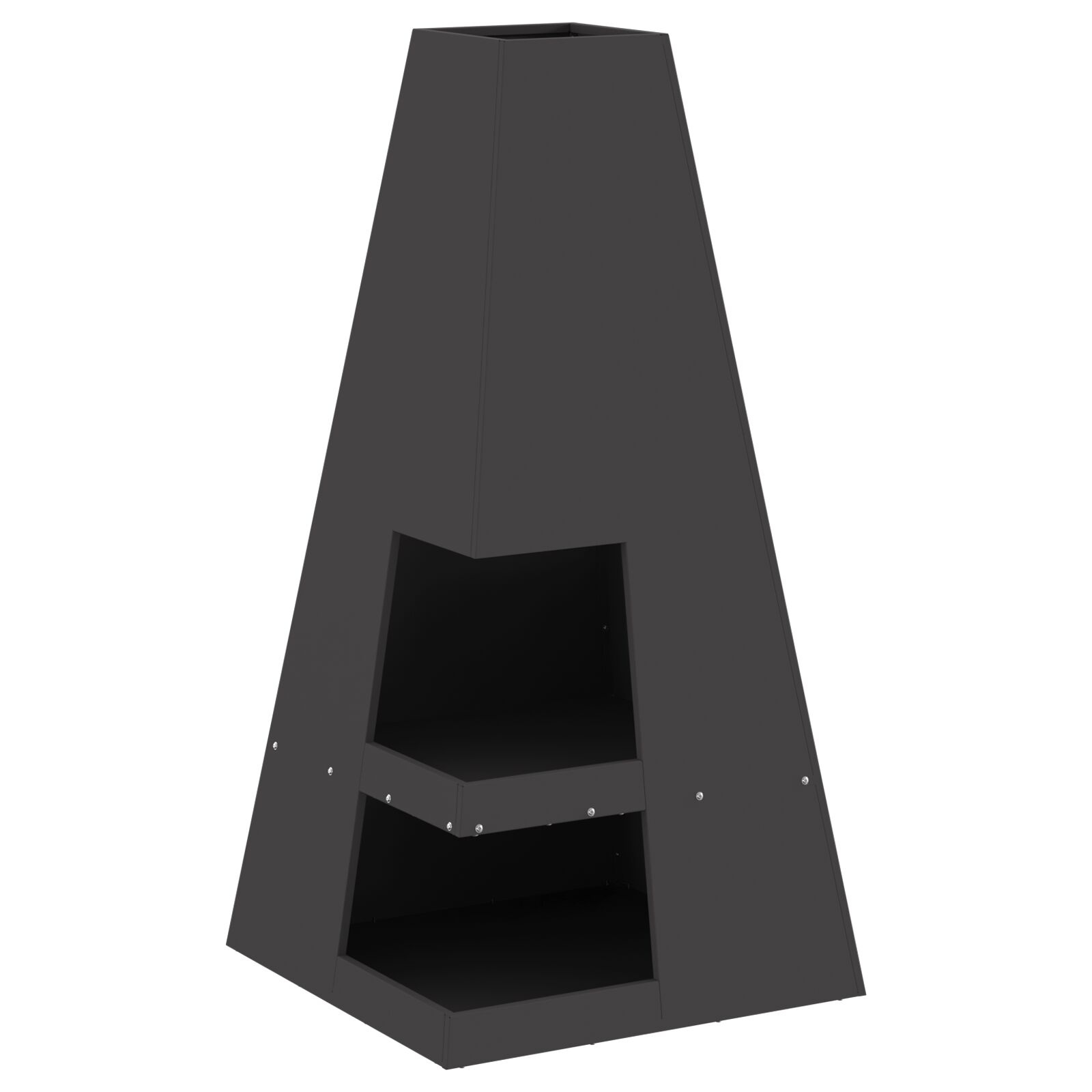 VidaXL Vuurschaal met Houtopslag Zwart 50x50x100 cm Staal