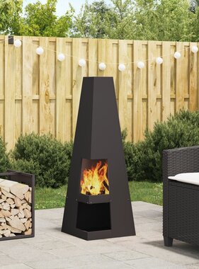 VidaXL Vuurkorf met Houtopslag Zwart 35x35x100 cm Staal