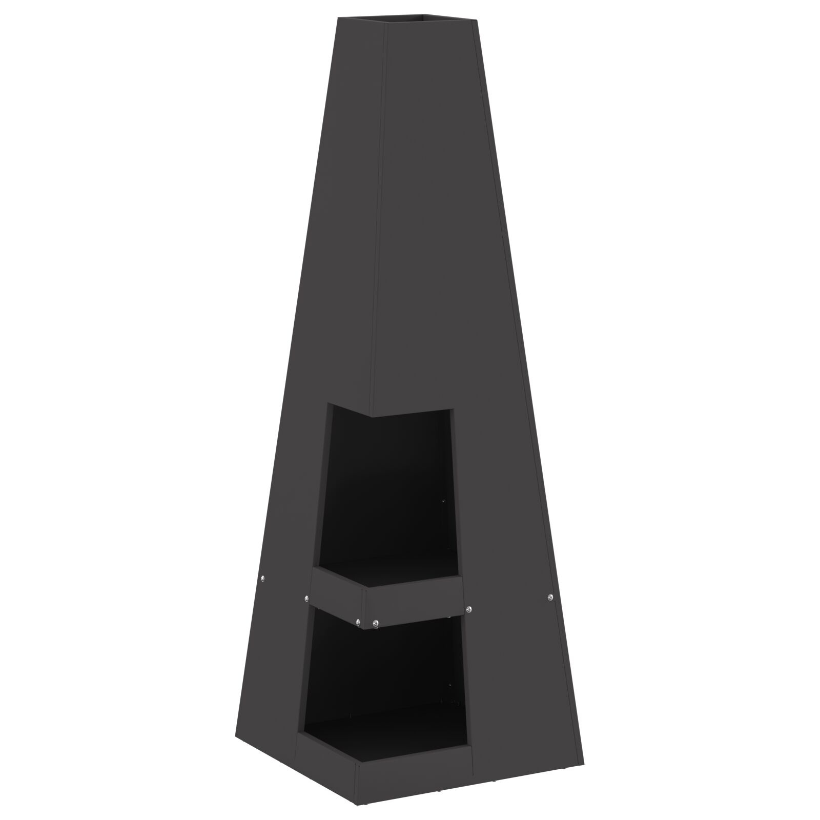 VidaXL Vuurkorf met Houtopslag Zwart 35x35x100 cm Staal