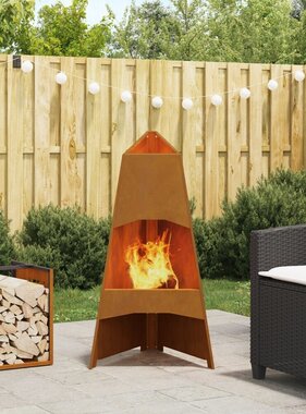 VidaXL Vuurkorf Piramide 50x45x95 cm Verweerd Staal