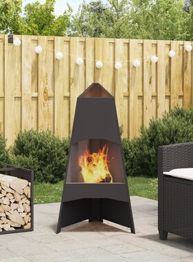 VidaXL Vuurkorf Piramide Zwart 50x45x95 cm Staal