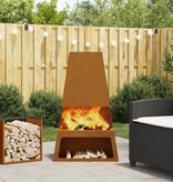 VidaXL Vuurkorf met Houtopslag 60x35x100 cm Weerbestendig Staal