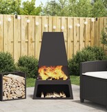 VidaXL Vuurkorf met Houtopslag Zwart 60x35x100 cm Staal